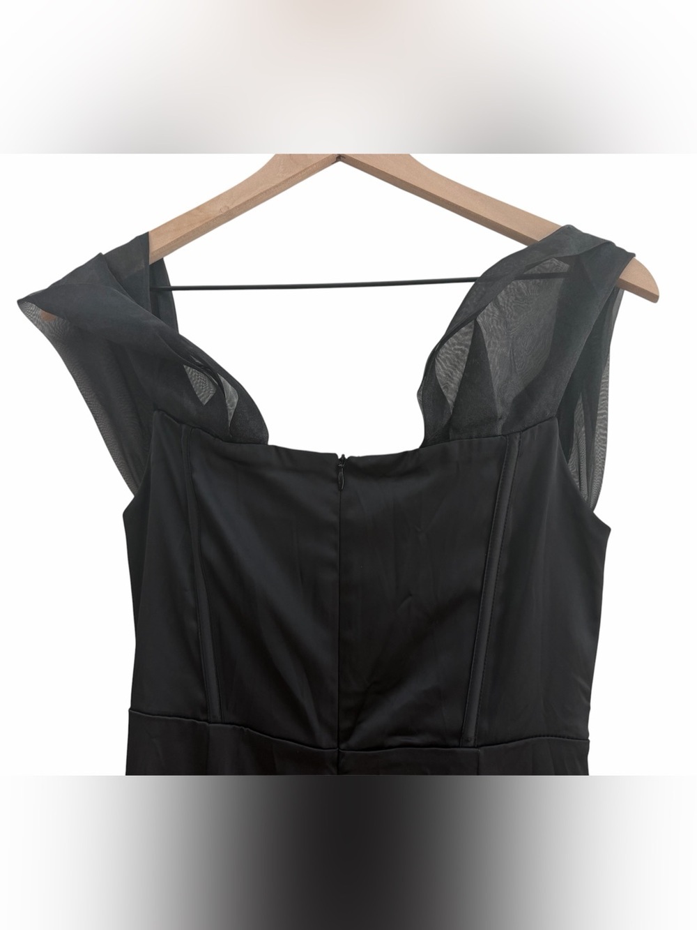 Meshki Everly Off Shoulder Organza Satin Black Maxi Dress - Picture 12 of 16